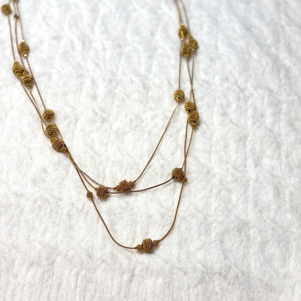 Vintage Trifari 3 Strand Gold Tone Necklace Woven Bead Accent Clasp Closure - Picture 3 of 8